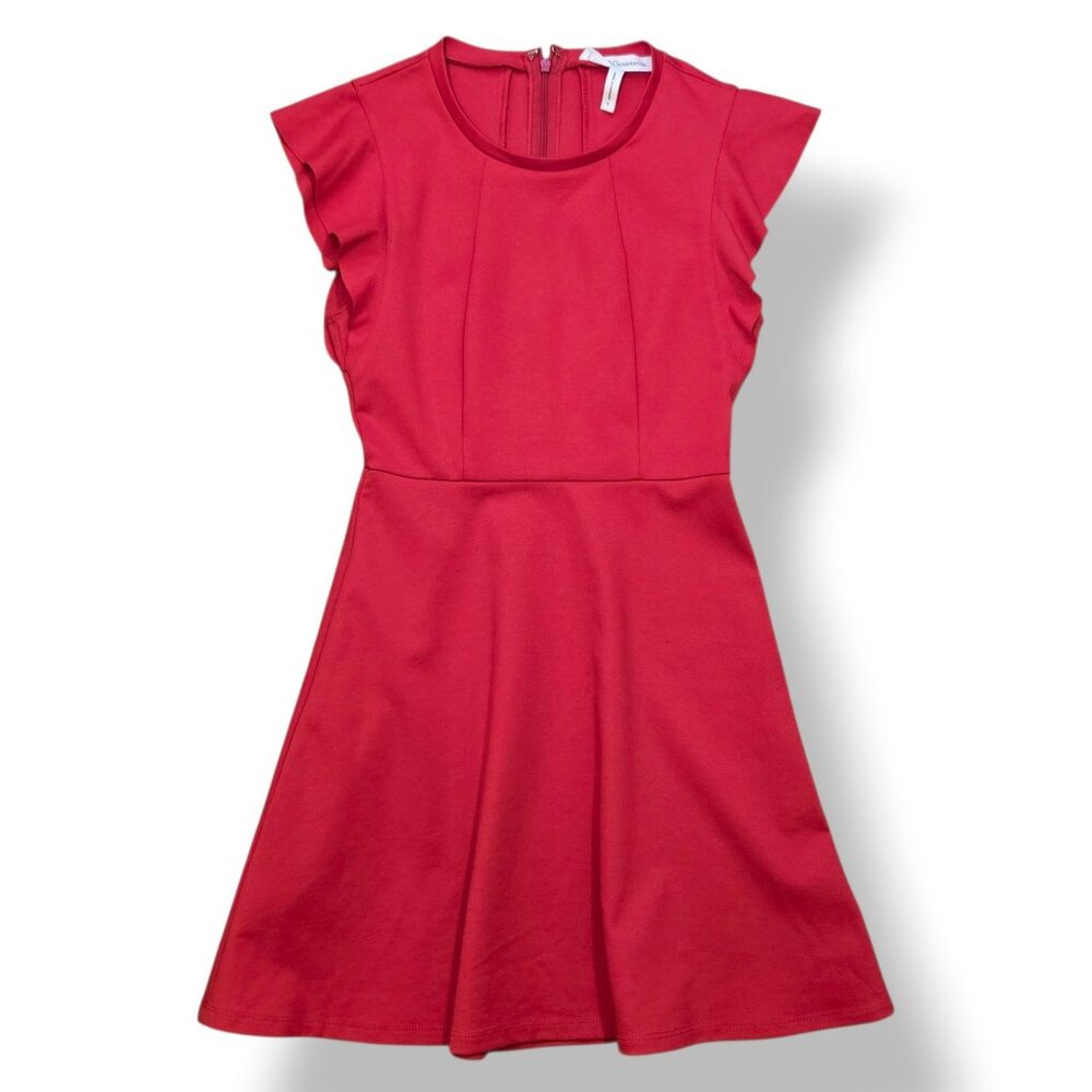 BCBG Generation red ruffle sleeveless dress Size 0 fit and flare cocktail Skater